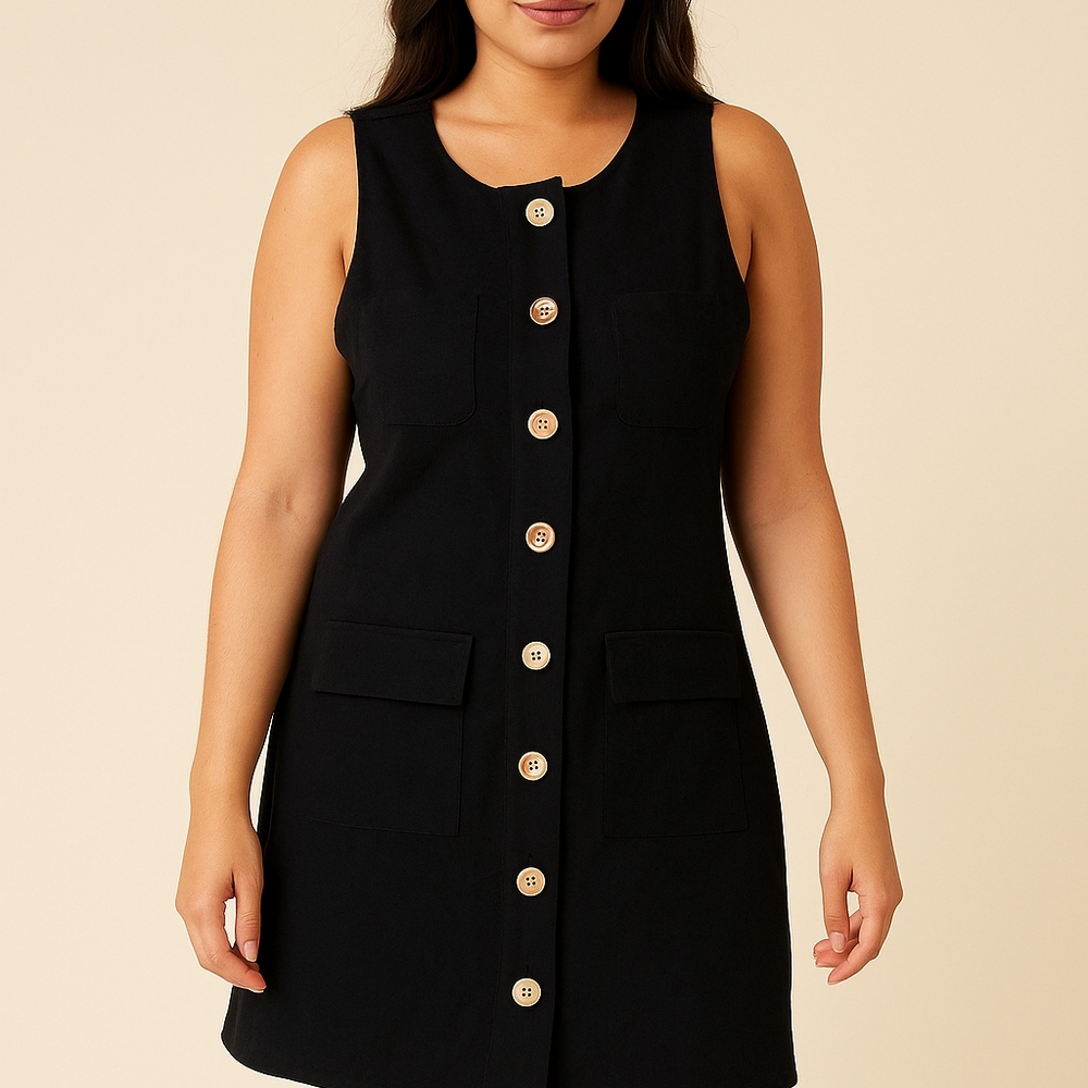J. CREW Black Sleeveless Button-Down Dress